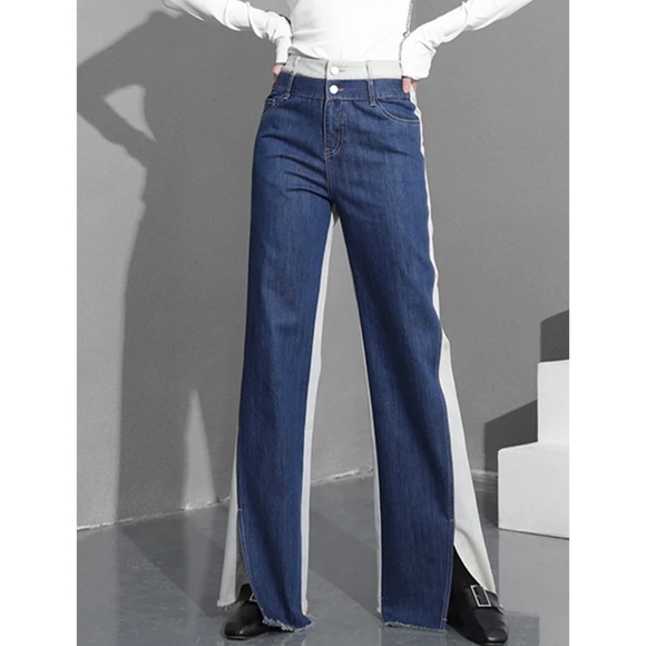 (NWT) CÉDELAR • Reyi Two-Tone Colorblock High Waisted Flare Jeans - Picture 14 of 16
